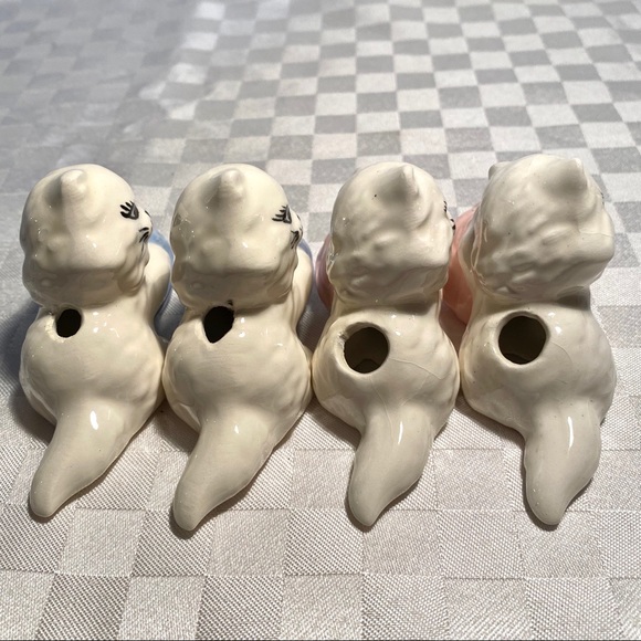 Vintage Cat Ceramic Macrame Beads set of 4 - Picture 3 of 4